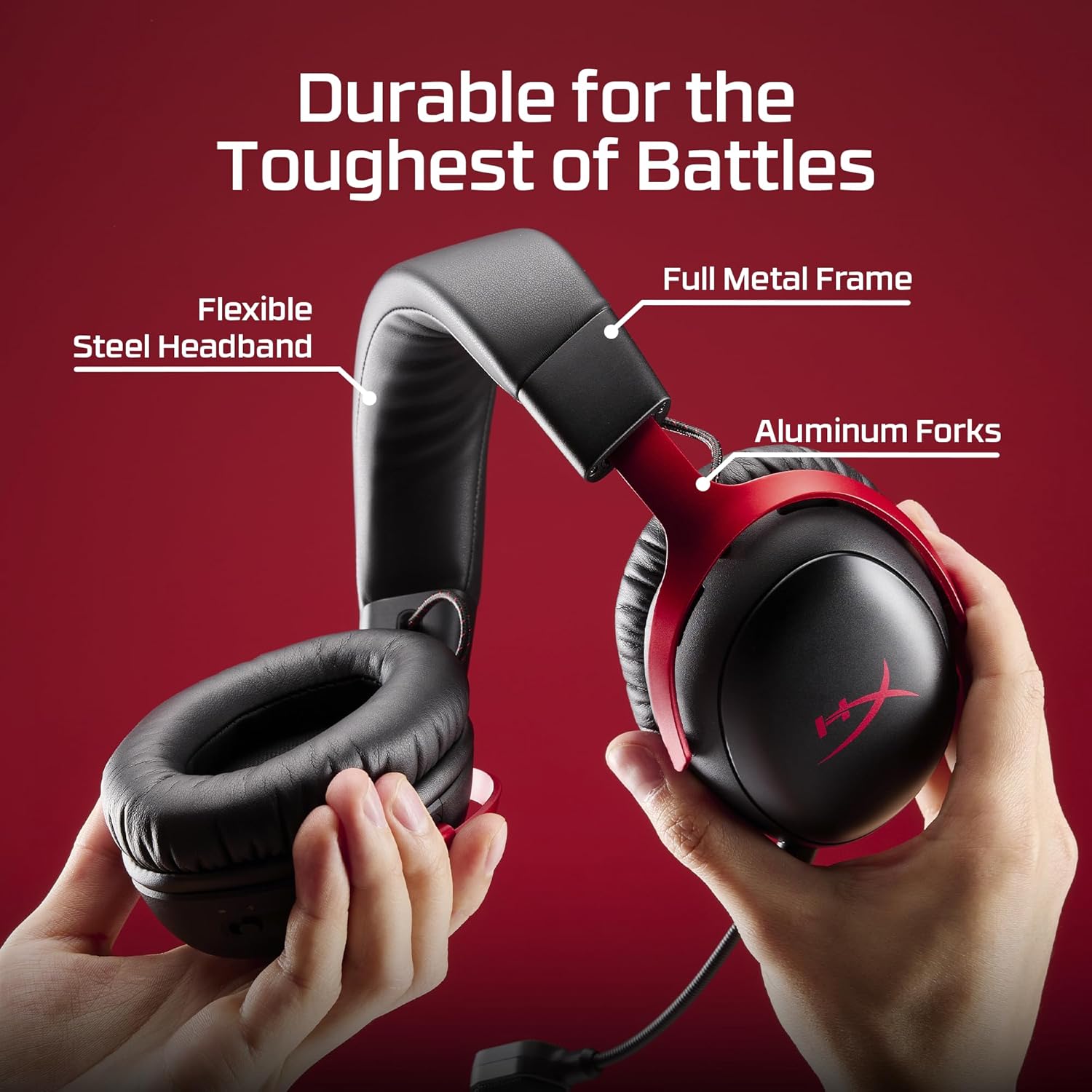 HyperX Cloud III S - سماعة ألعاب لاسلكية لمنصات متعددة، 2.4 جيجا هرتز، بلوتوث، عمر البطارية يصل إلى 120 ساعة 2.4 جيجا هرتز / 200 ساعة بلوتوث، برامج تشغيل بزاوية 53 مم، ميكروفون قابل للفصل 10 مم، أسود - الصورة 7