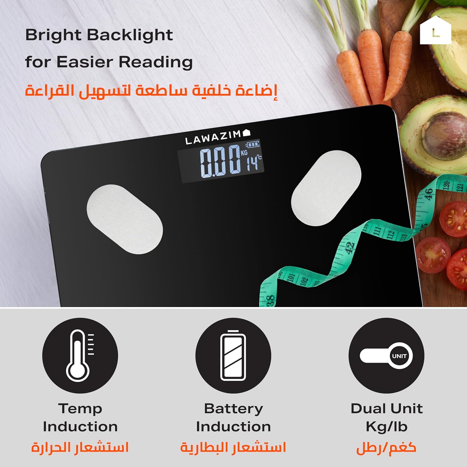 ميزان الجسم الرقمي لوازم مع تقنية البلوتوث - منصة زجاجية سوداء - مقياس الجسم الذكي عالي الدقة مع أجهزة استشعار عالية الحساسية - مثالي لتتبع الصحة ومراقبة اللياقة البدنية وإدارة الوزن - الصورة 4