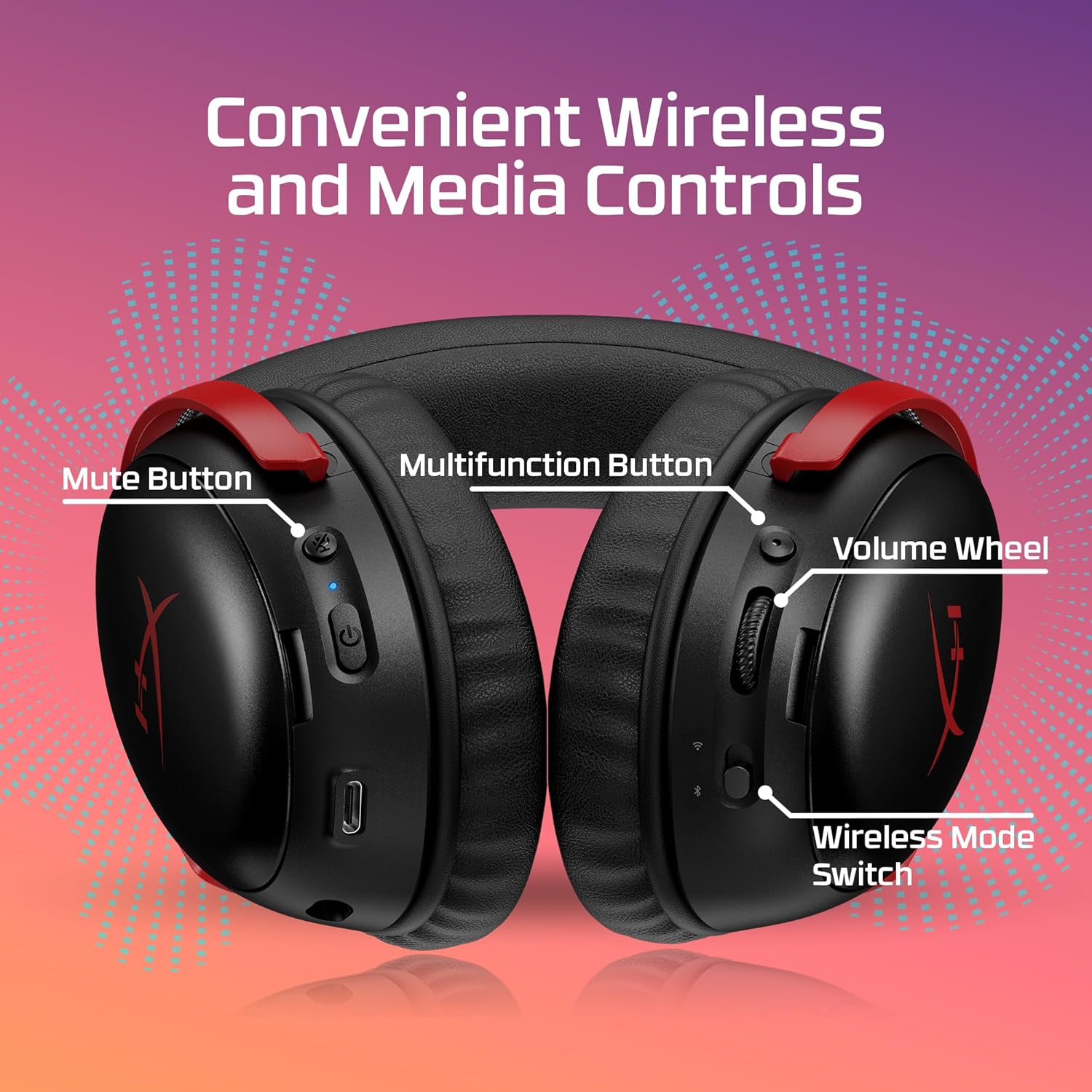 HyperX Cloud III S - سماعة ألعاب لاسلكية لمنصات متعددة، 2.4 جيجا هرتز، بلوتوث، عمر البطارية يصل إلى 120 ساعة 2.4 جيجا هرتز / 200 ساعة بلوتوث، برامج تشغيل بزاوية 53 مم، ميكروفون قابل للفصل 10 مم، أسود - الصورة 8