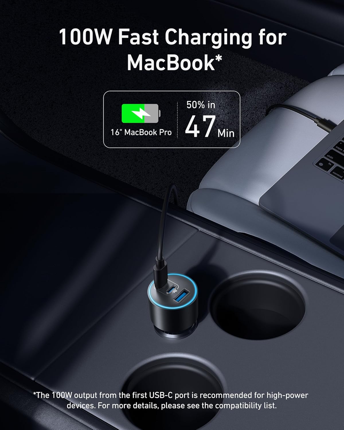 شاحن سيارة Anker، محول شاحن سيارة 167.5 واط بحد أقصى 3 منافذ، محول سيارة USB-C لأجهزة MacBook Pro/Air، iPhone 17/16/15 Series، Samsung S25/S24/S23، Huawei، Honor والمزيد (يتضمن كابل USB-C إلى C) - الصورة 3