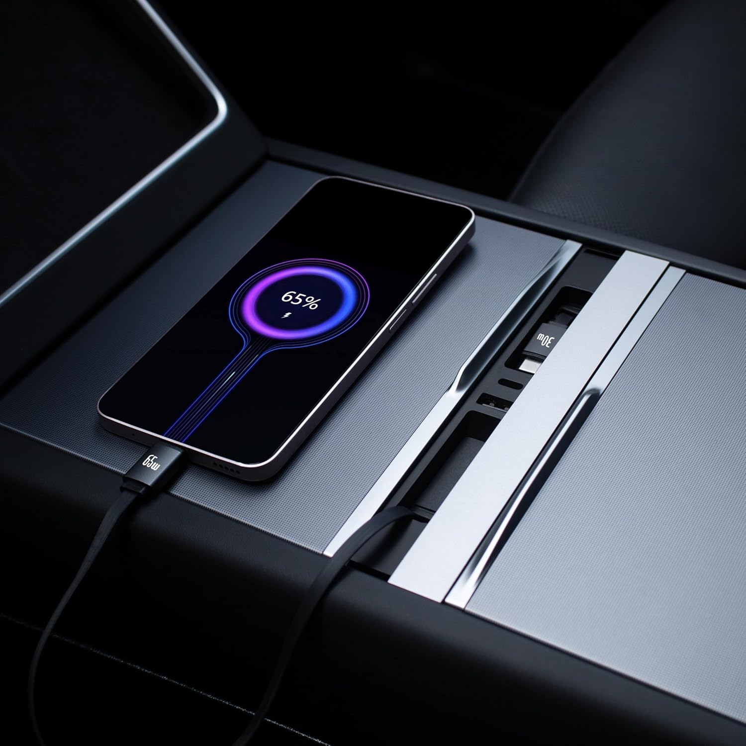 شاحن موزع USB للسيارة من ليكيندي لسيارة تيسلا مع كابلين من النوع سي قابلان للسحب لموديل واي جونيبر 2025-2026 وموديل 3 هايلاند 2024-2025، اجمالي 140 واط لوحدة التحكم المركزية للهاتف - الصورة 7