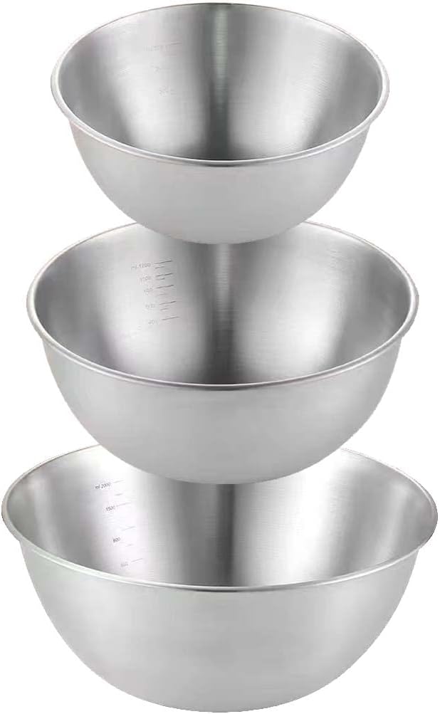 westhood set of 3 stainless steel mixing bowls setkitchen nesting bowlsalad bowl setstackable space saving for serving salad marinating dough cooking baking food storage