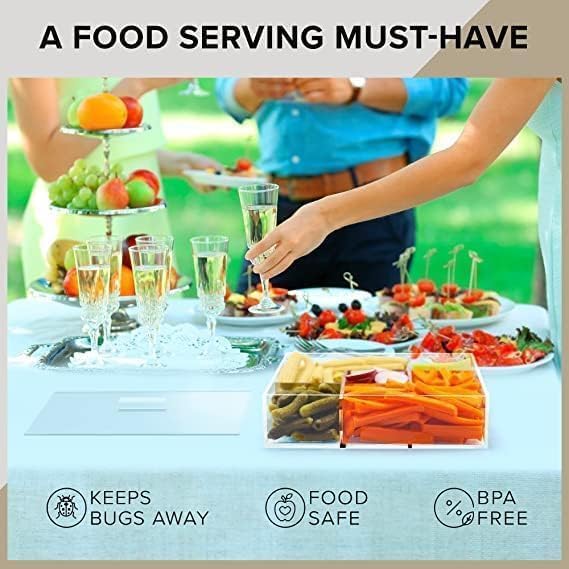 snack serving tray with lid divided appetizer serving tray set sectional gift box for nuts dry fruit tray veggie serving platter5 compartments clear 23 cm صينية أ - الصورة 4