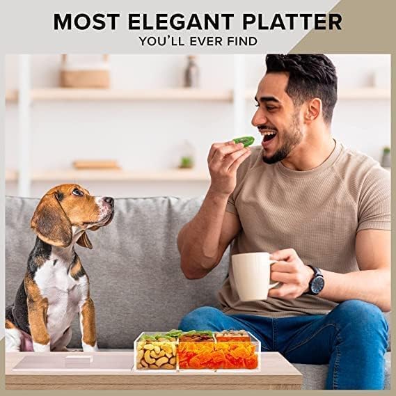 snack serving tray with lid divided appetizer serving tray set sectional gift box for nuts dry fruit tray veggie serving platter5 compartments clear 23 cm صينية أ - الصورة 6