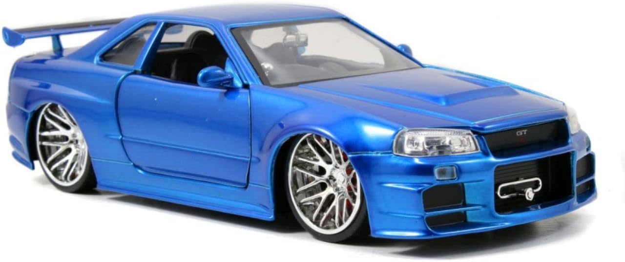 جادا تويز فاست اند فيوريس 1:24 بريان 2002 نيسان سكاي لاين GT-R R34 نموذج سيارة مصبوب، العاب للاطفال والكبار، ازرق (97173) - الصورة 2