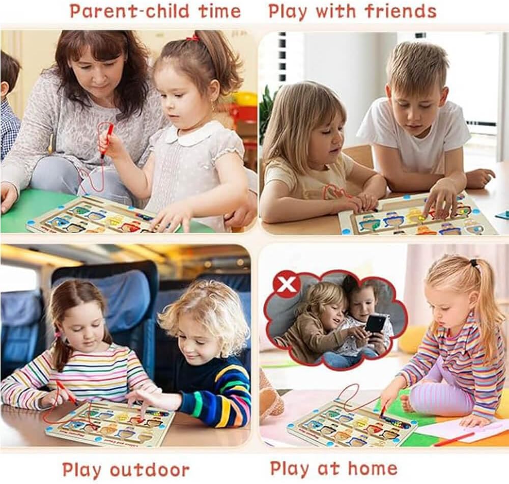 لعبة تعليمية مغناطيسية مونتيسوري للأطفال من عمر 3-5 سنوات، لوحة متاهة ملونة ومزودة بأرقام، لعبة خشبية آمنة للمهارات الحركية الدقيقة للأولاد والبنات من ايدوتري - الصورة 4