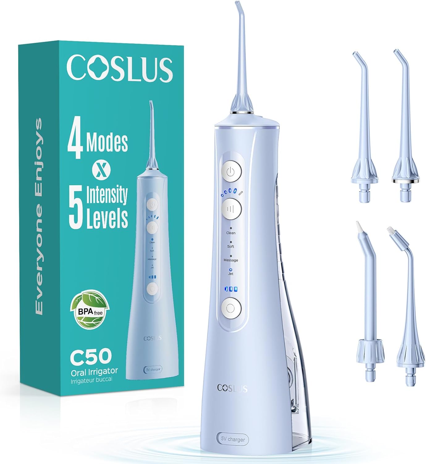 coslus c50 water flosser محمول للأسنان والعناية بالتقويم