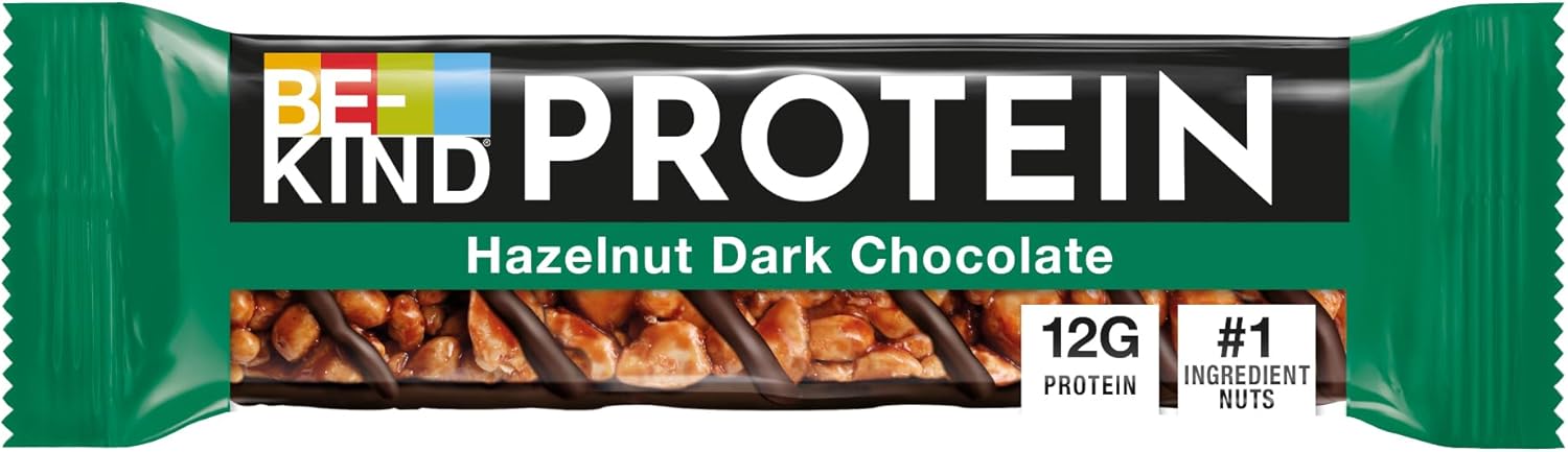 be kind hazelnut dark chocolate protein bar 12g plant protein gluten free snacks no preservatives no artificial colors no sweeteners pack of 12x50g - الصورة 2