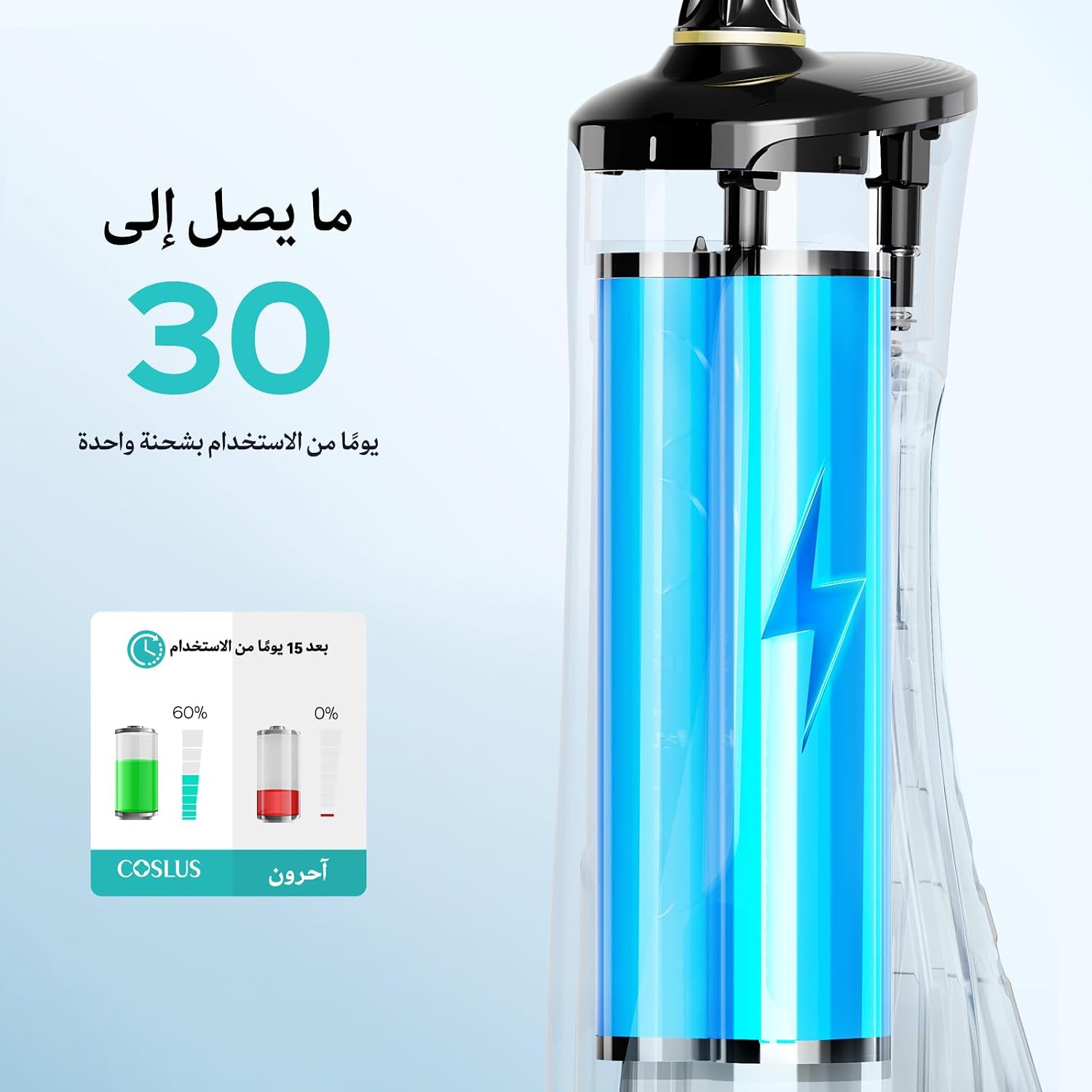 coslus e40 water flosser for teeth braces gums care advanced 10 pressure settings for multiple users 300ml bpa free ipx7 waterproof rechargeable portable للمنزل - الصورة 5