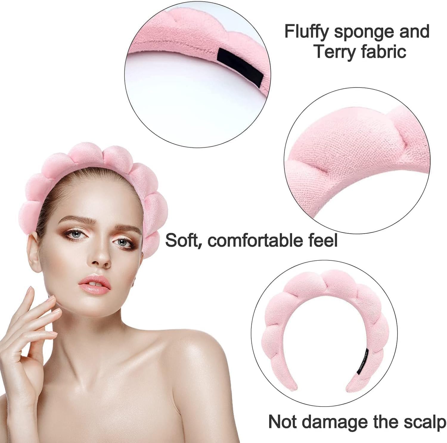 Joyzzz Spa Headband, Soft Microfiber Towel Material for Skincare, Washable Elastic Hair Wrap, Comfortable Absorbent Cosmetic Makeup Accessory for Daily Facial Routine, Women Girls Beauty Gift - الصورة 4