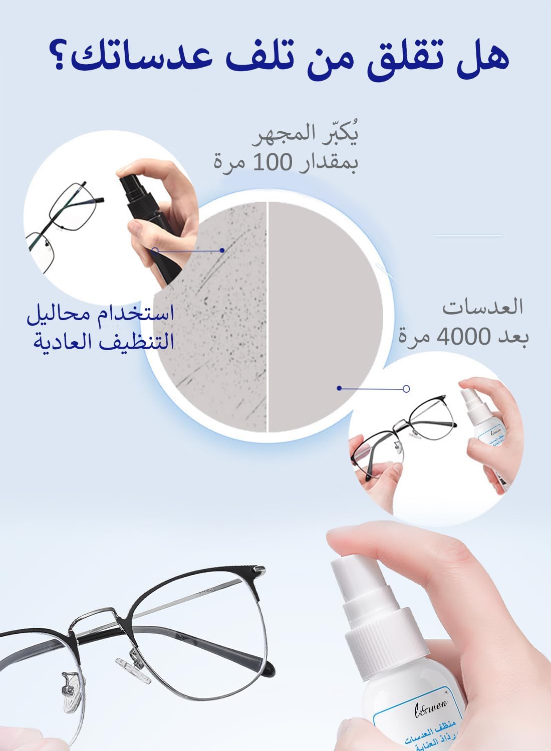 بخاخ منظف العدسات بدرجة احترافية، ينظف بشكل امن للنظارات والشاشات الالكترونية والاسطح البصرية، تركيبة محسنة 60 مل - الصورة 4