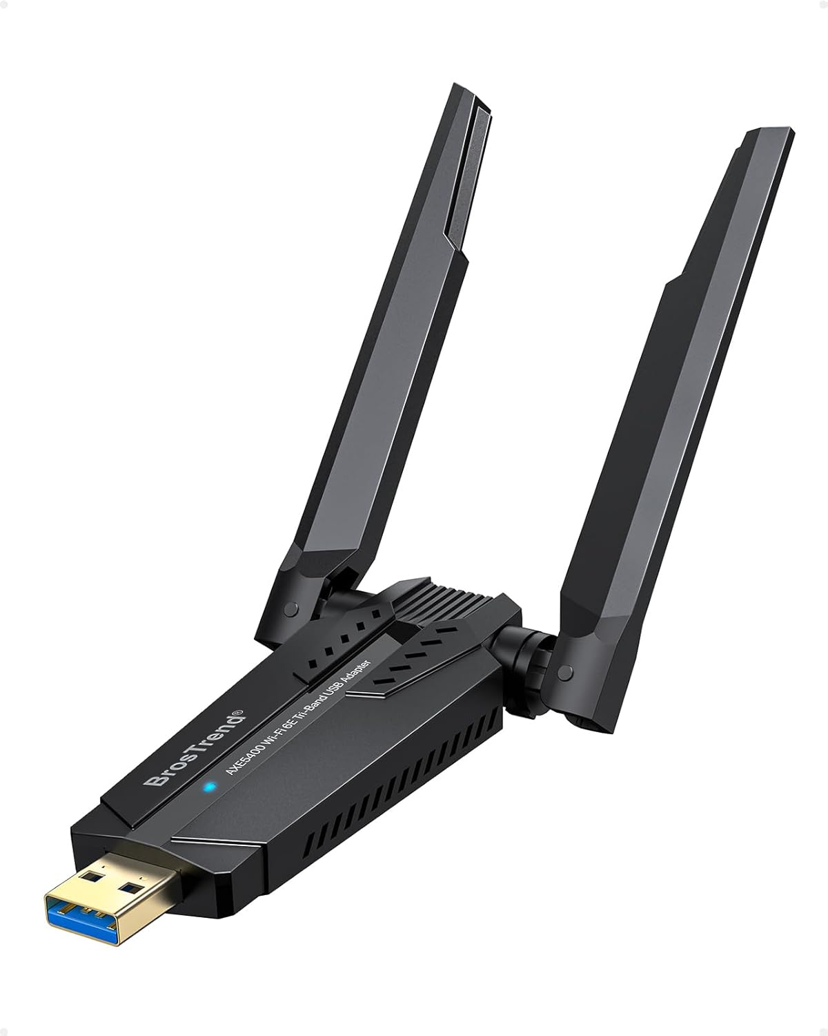 محول واي فاي 6E USB ثلاثي النطاق AXE5400 للكمبيوتر ويندوز 11/10 من بروس تريند | 6GHz 2402Mbps + 5GHz 2402Mbps + 2.4GHz 574Mbps WiFi Dongle, Long Range Wireless USB Stick, 802.11ax, Ultra-Low Latency Gaming