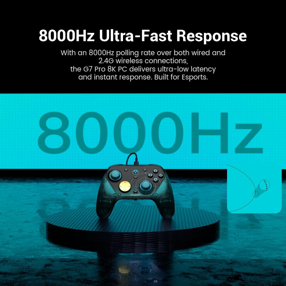 GameSir G7 Pro 8K PC Wireless Controller for Windows with TMR Joysticks, Dual-Mode Trigger Stops, Four Remappable Macro Buttons, 3.5mm Audio Support - Aimlabs Edition - الصورة 2