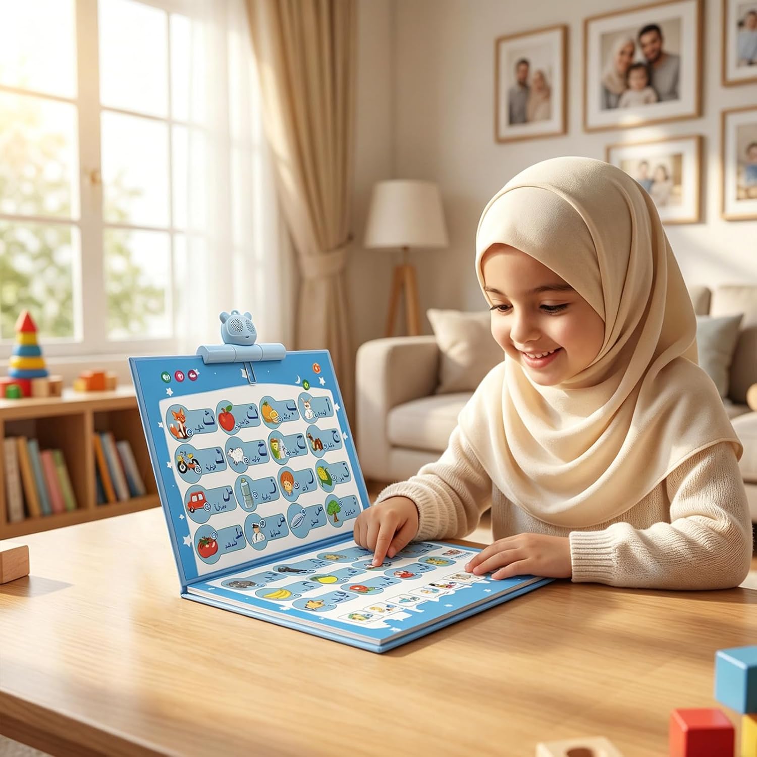كتاب تعليمي إلكتروني يعمل باللمس والقراءة من يو ال اتش واي سي، كتاب إلكتروني للتعليم المبكر باللغة العربية والإنجليزية، مقاس 36×53×2 سم - الصورة 7