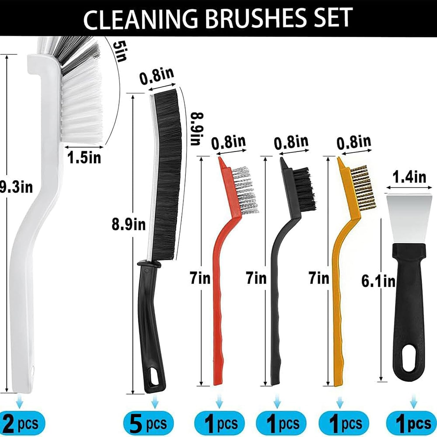 toolhouse 11pcs crevice cleaning brush set kitchen cleaning brushes hard bristle cleaning supplies for tight spaces bathroom floor tub shower tile sink cup teapot bottle blender - الصورة 2