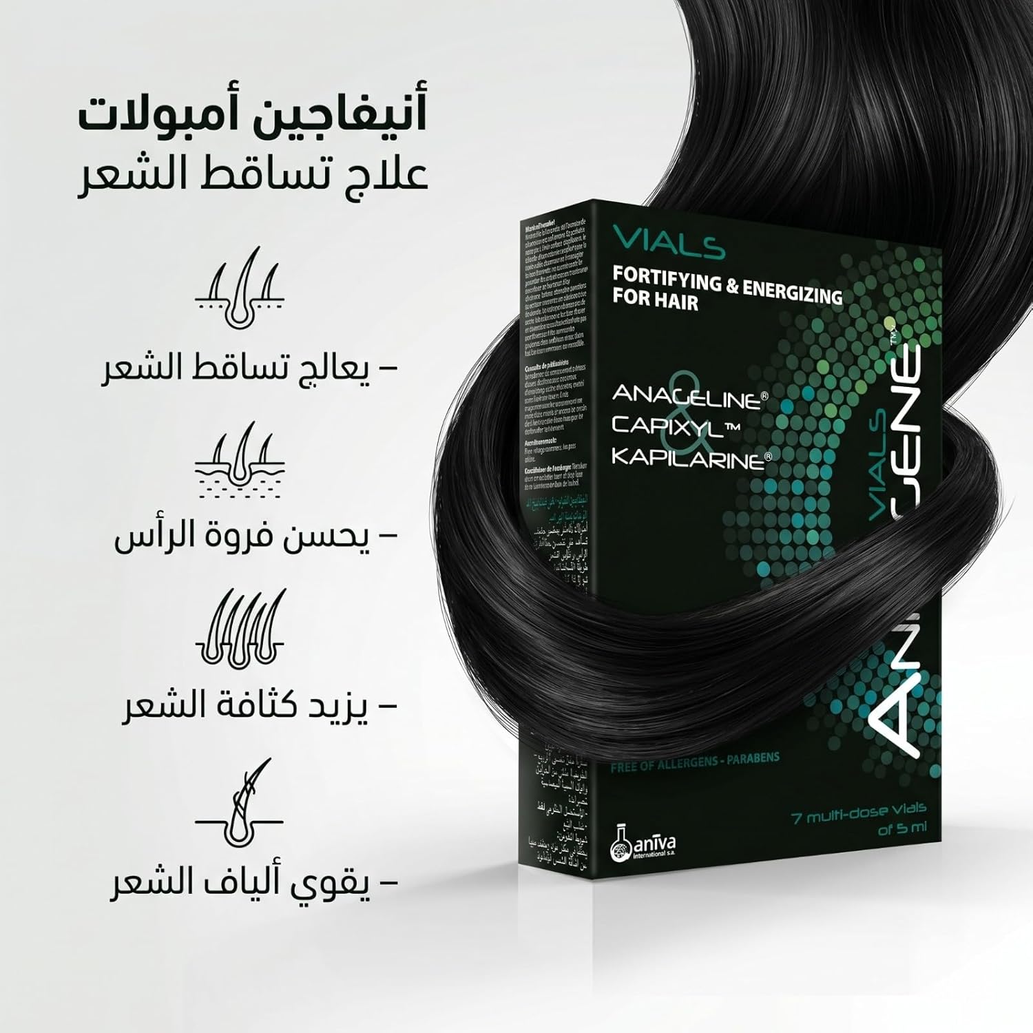قطرة أنيفاجين للجنسين لجميع أنواع الشعر لتقوية ودعم نمو الشعر وتقليل التساقط بكابيكسيل وأناجلين وكابيلارين بدون رائحة - الصورة 4
