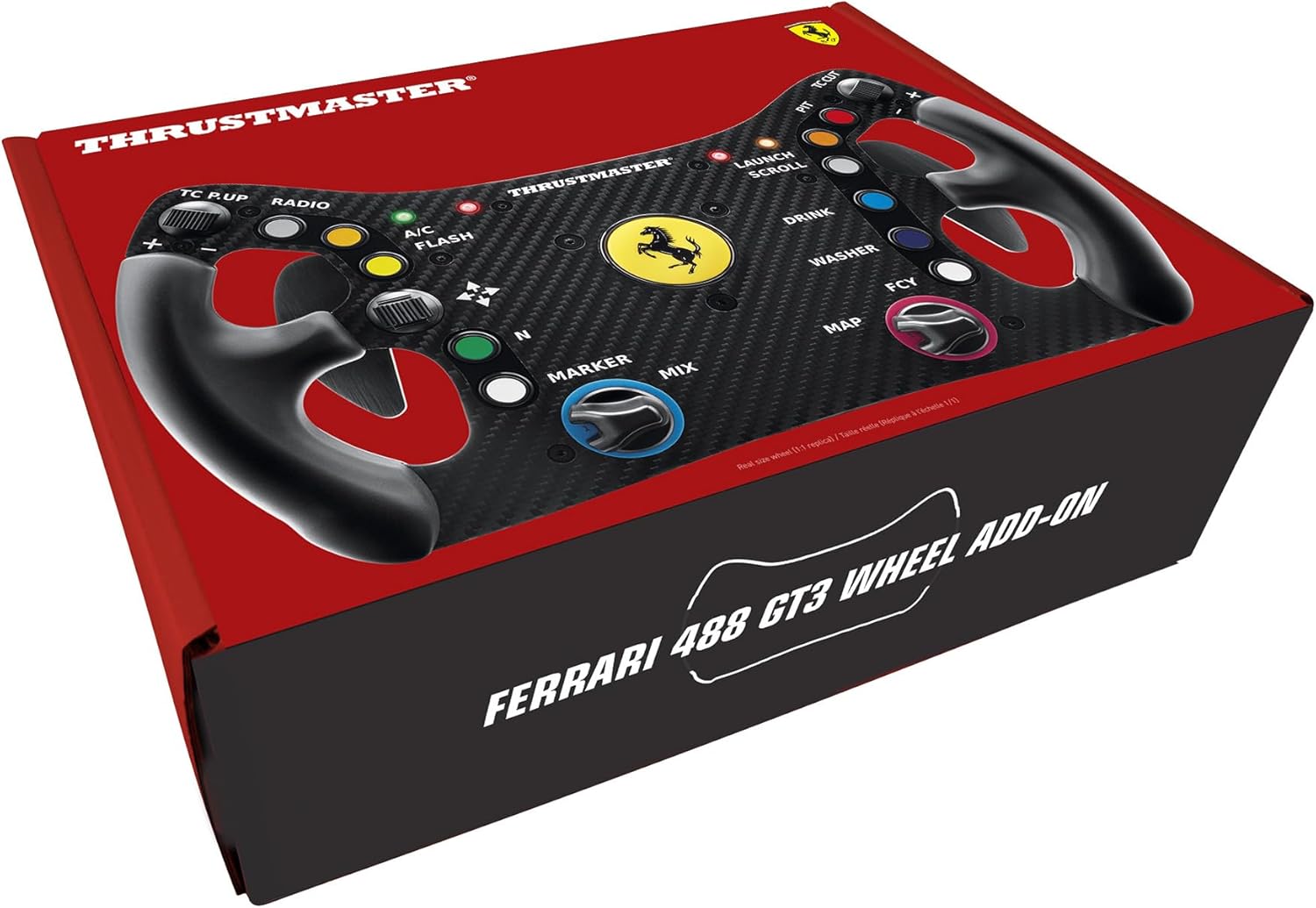 thrustmaster ferrari 488 gt3 wheel add on racing wheel rim pc ps5 ps4 xbox series xs xbox one officially licensed by ferrari - الصورة 5