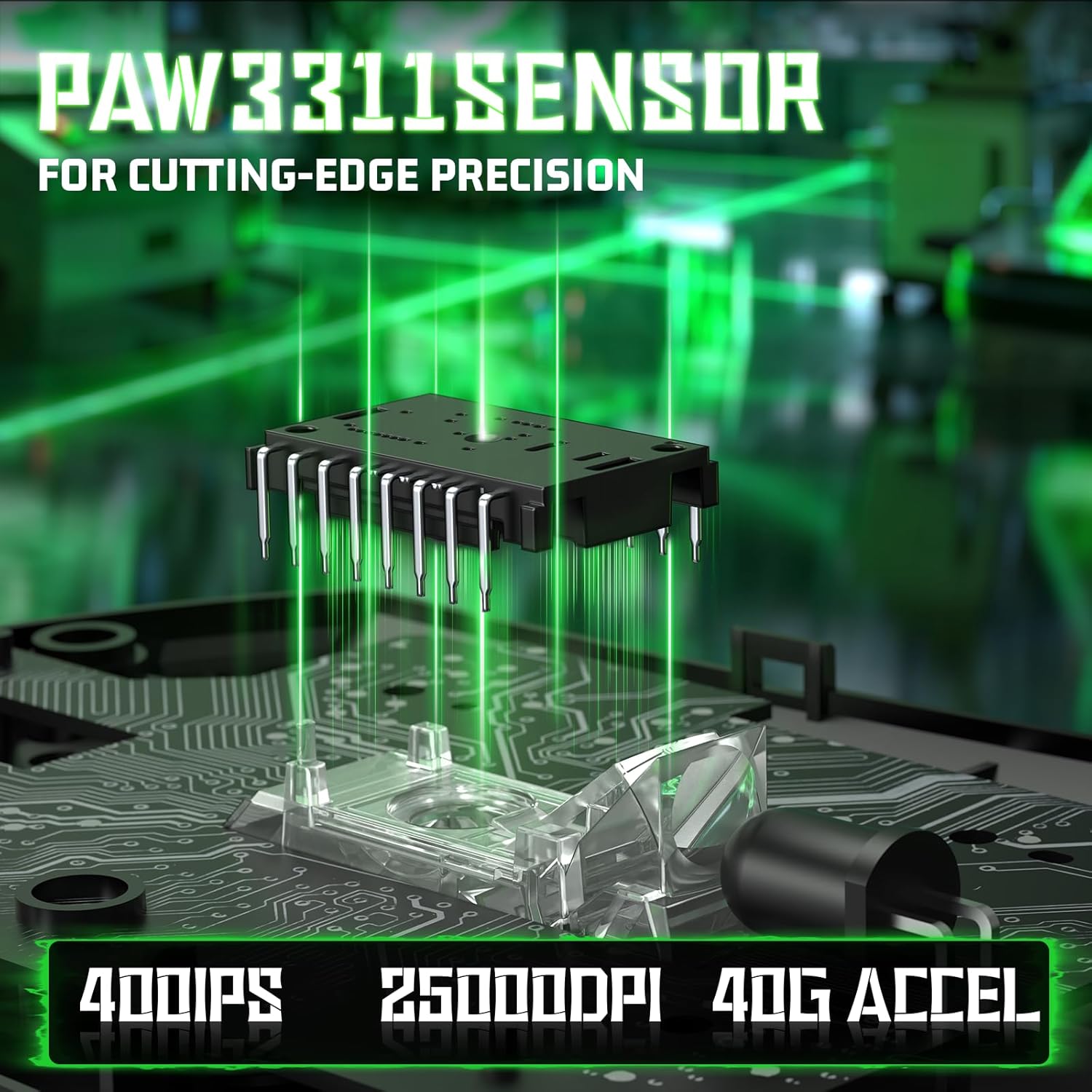 ماوس العاب لاسلكي خفيف الوزن ثلاثي الاوضاع شارك V3 من اتاك - اسود + شريط قبضة | PAW3311 Sensor,500mAh,62g,25K DPI,2.4Ghz/BT/USB-C Wired,Rechargeable,5 Programmable Buttons,Driver for Laptop,PC,Mac Gamer - الصورة 3