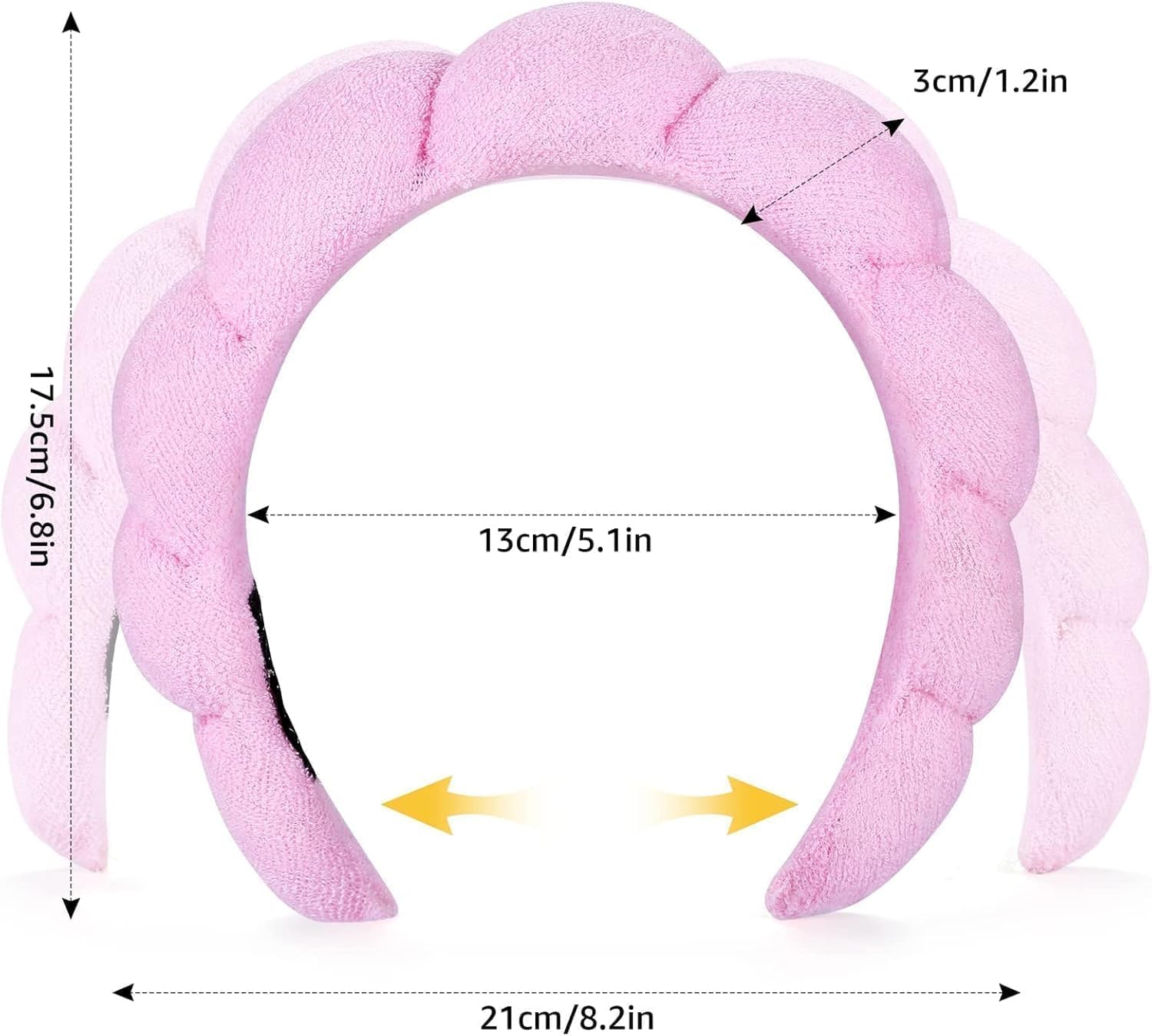 Joyzzz Spa Headband, Soft Microfiber Towel Material for Skincare, Washable Elastic Hair Wrap, Comfortable Absorbent Cosmetic Makeup Accessory for Daily Facial Routine, Women Girls Beauty Gift - الصورة 6