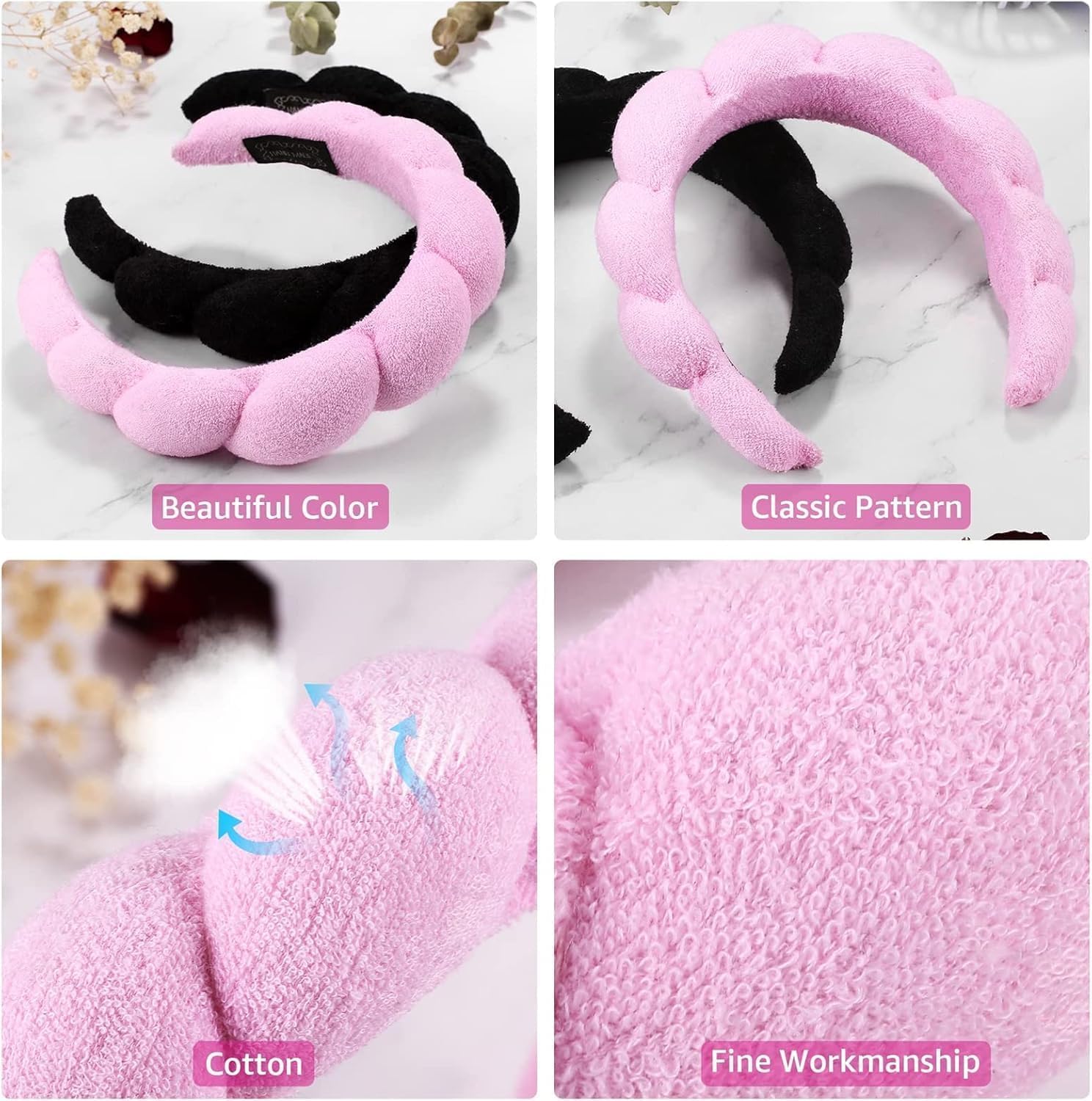 Aputue Spa Headband, Soft Microfiber Towel Material for Skincare, Washable Elastic Hair Wrap, Comfortable Absorbent Cosmetic Makeup Accessory for Daily Facial Routine, Women Girls Beauty Gift - الصورة 4
