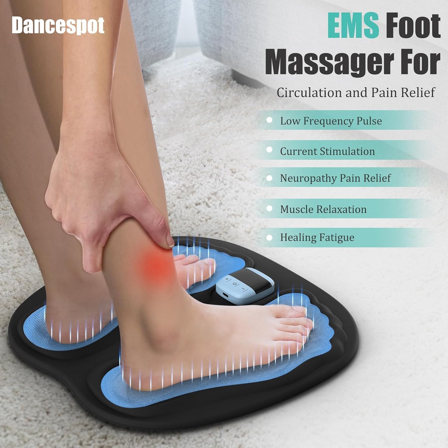 آداة التدليك للقدم من كاستويف، مع تقنيات EMS وTENS وPEMF، لاسلكي مع تحكم عن بعد وأنماط متعددة وإيقاف تلقائي، بتقنية الضغط الإبري - الصورة 4