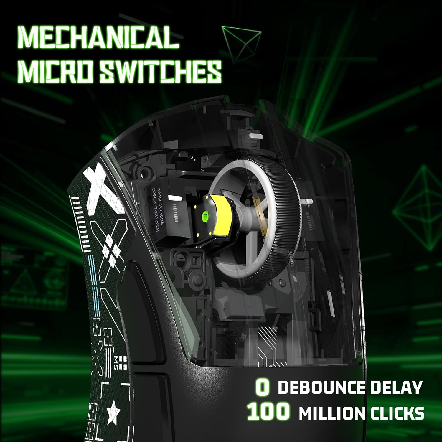 ماوس العاب لاسلكي خفيف الوزن ثلاثي الاوضاع شارك V3 من اتاك - اسود + شريط قبضة | PAW3311 Sensor,500mAh,62g,25K DPI,2.4Ghz/BT/USB-C Wired,Rechargeable,5 Programmable Buttons,Driver for Laptop,PC,Mac Gamer - الصورة 4