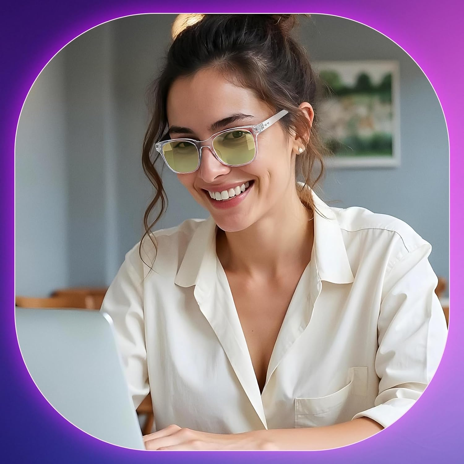 نظارات لحجب الضوء الأزرق للرجال والنساء، مناسبة للارتداء أمام التلفاز والكمبيوتر وعند لعب ألعاب الكمبيوتر مزودة بفلتر للضوء الأزرق من جيمدوماسا - الصورة 5