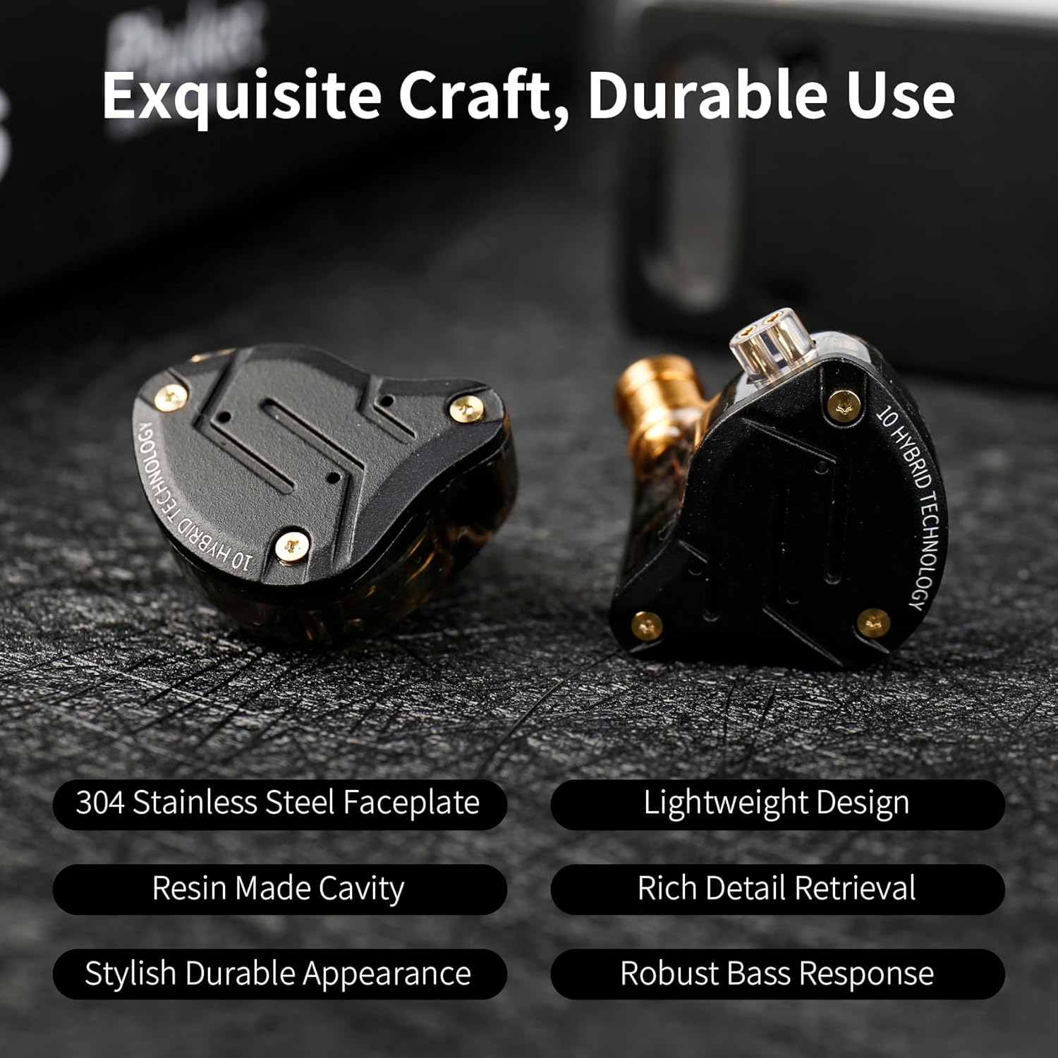 كينبوفي سماعة رأس KZ ZS10 برو 4BA 1DD KZ متعددة المشغلات هاي فاي، سماعة أذن KZ داخل الأذن IEM مع زر الكل في واحد (أسود مع ميكروفون) - الصورة 5