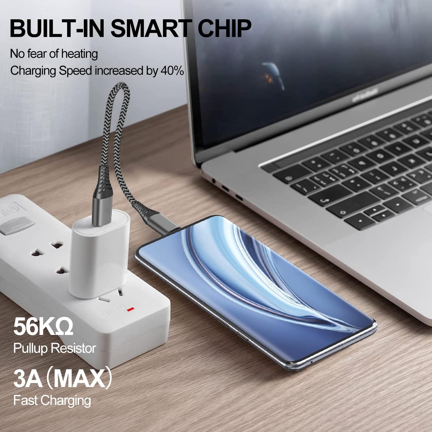 كابل شحن سريع USB A الى نوع C 3 امبير من تي تيرسيلي، 15 سم | كابل قصير مضفر من النايلون يدعم اندرويد اوتو لايفون 17/16/15 سلسلة سامسونج جالاكسي - الصورة 2