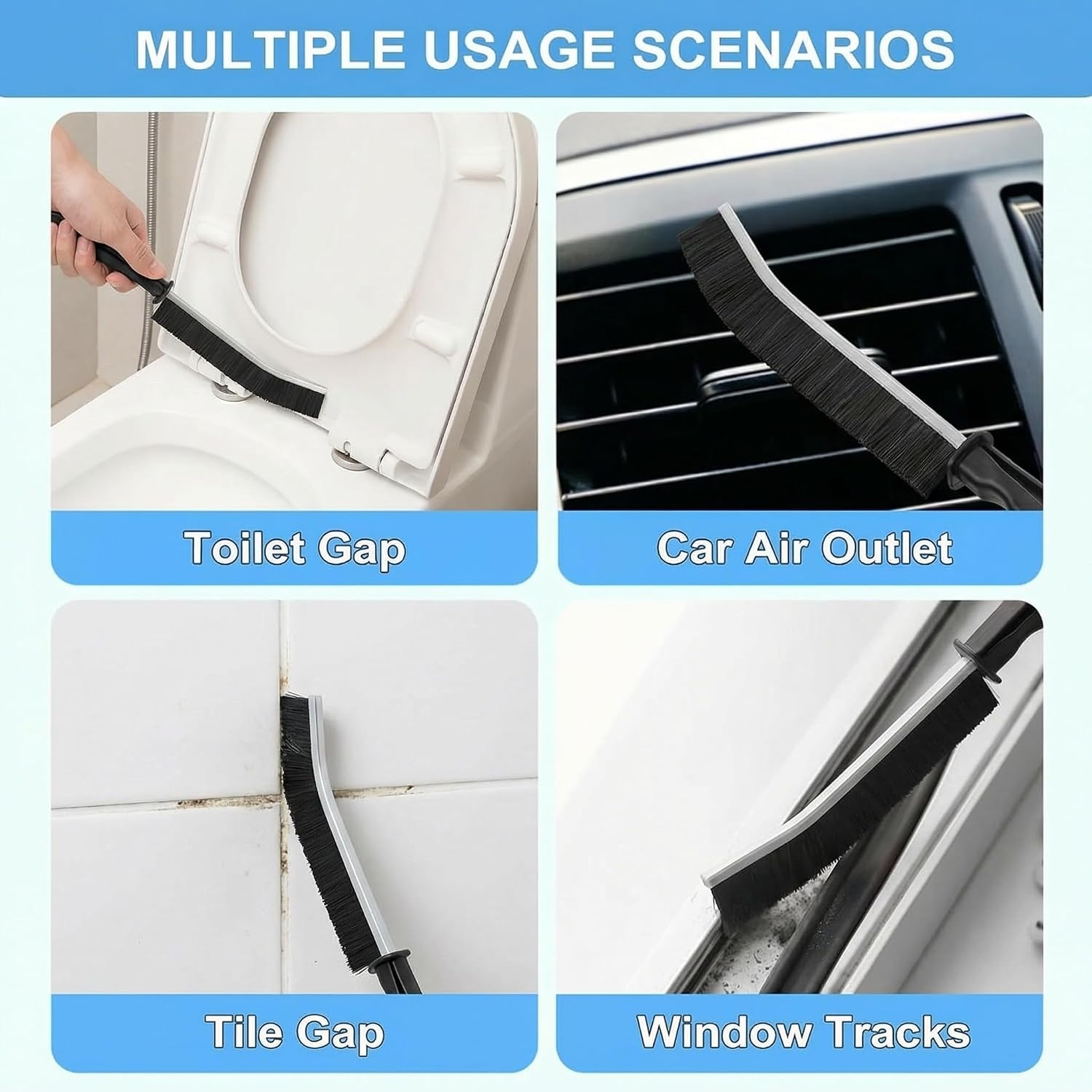 toolhouse 11pcs crevice cleaning brush set kitchen cleaning brushes hard bristle cleaning supplies for tight spaces bathroom floor tub shower tile sink cup teapot bottle blender - الصورة 4