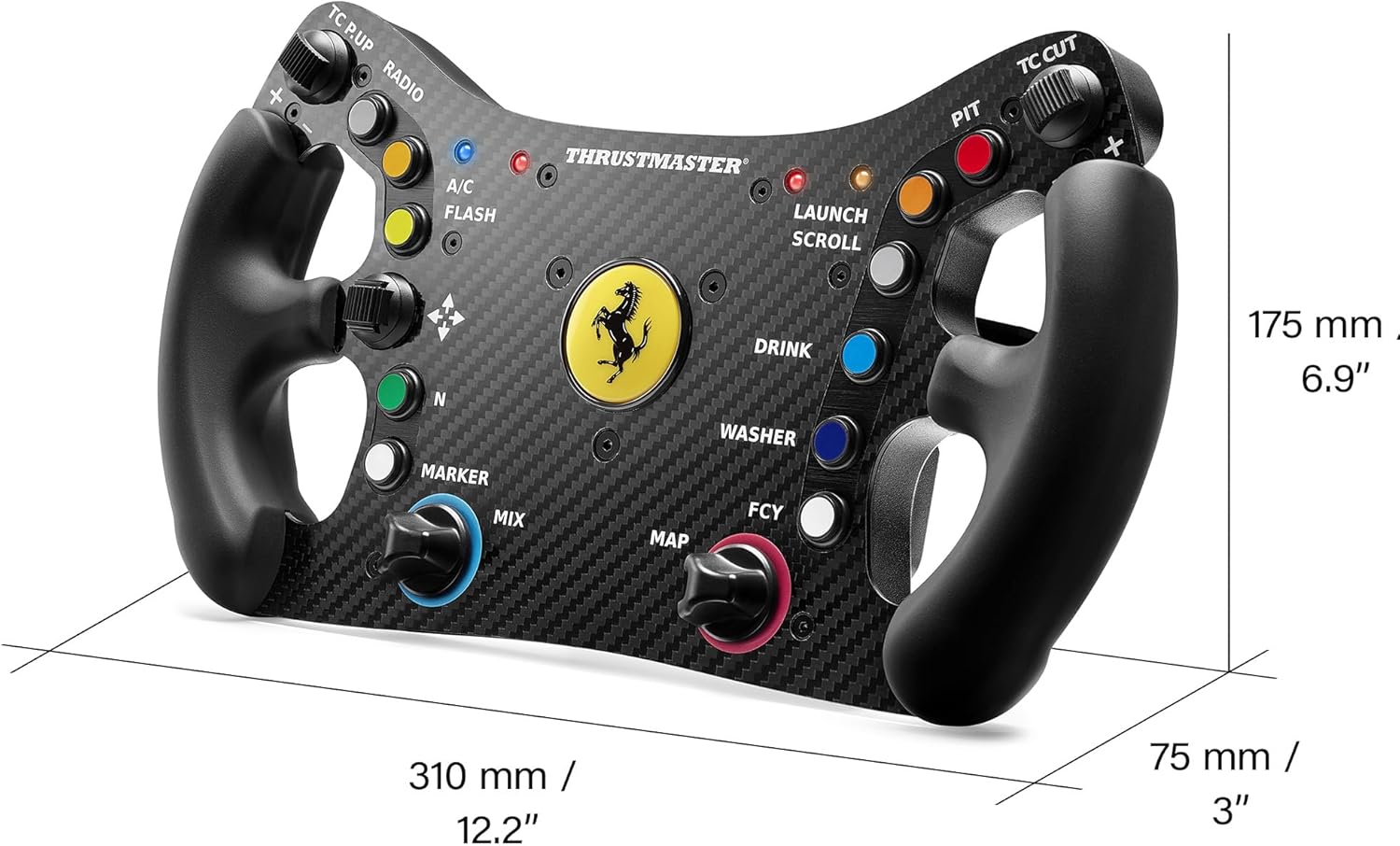 thrustmaster ferrari 488 gt3 wheel add on racing wheel rim pc ps5 ps4 xbox series xs xbox one officially licensed by ferrari - الصورة 4
