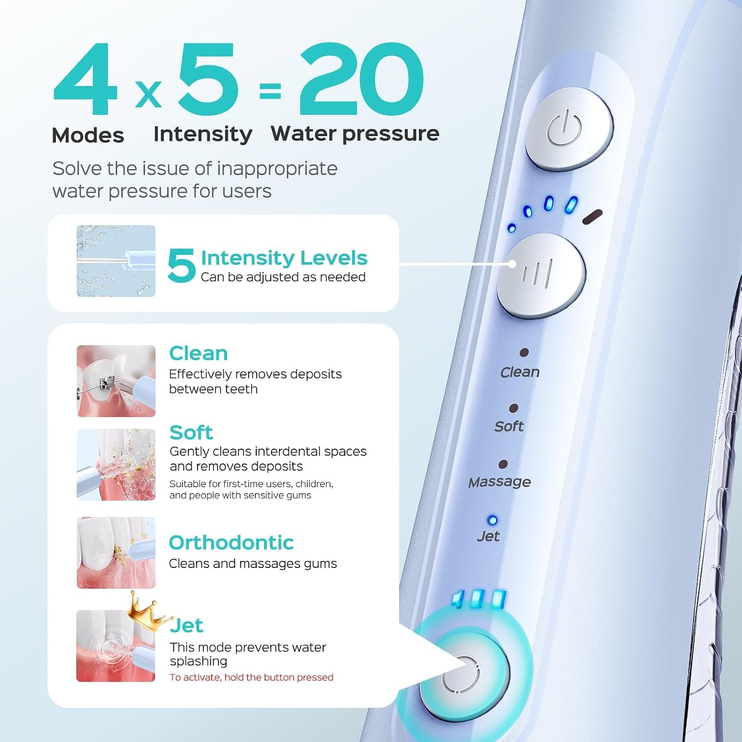 coslus c50 water flosser محمول للأسنان والعناية بالتقويم - الصورة 5