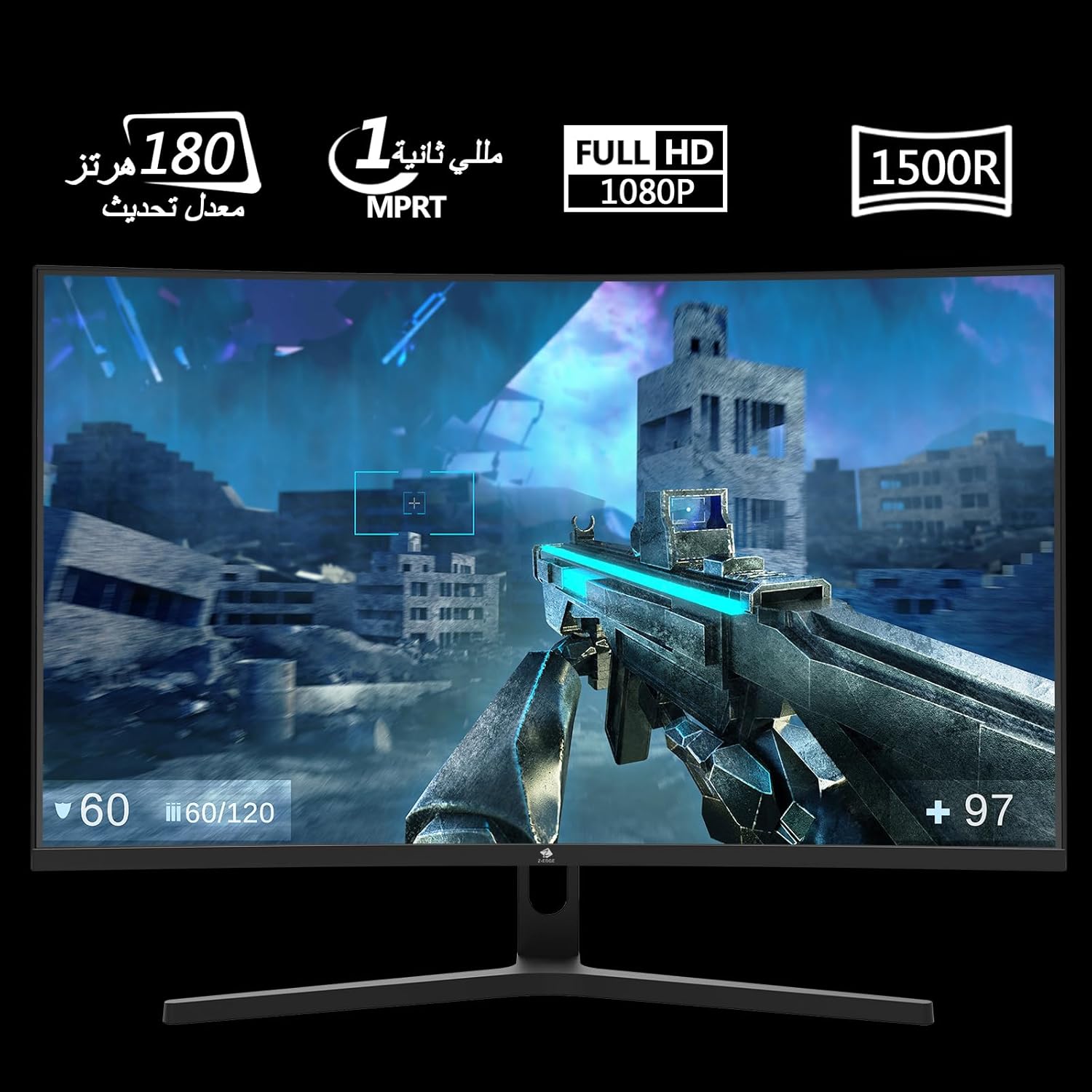 شاشة العاب منحنية 27 انش 1500R من زد-ايدج - لوحة VA FHD 1080P 180Hz وقت استجابة 1 مللي ثانية، شاشة LED بدون اطار، AMD فري سينك بريميوم - 1 × منفذ عرض 1.4 و2 × HDMI 2.0 UG27F - الصورة 2