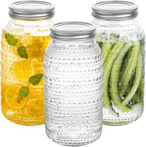 3Pcs Mason Jars, Glass Storage Cont...
