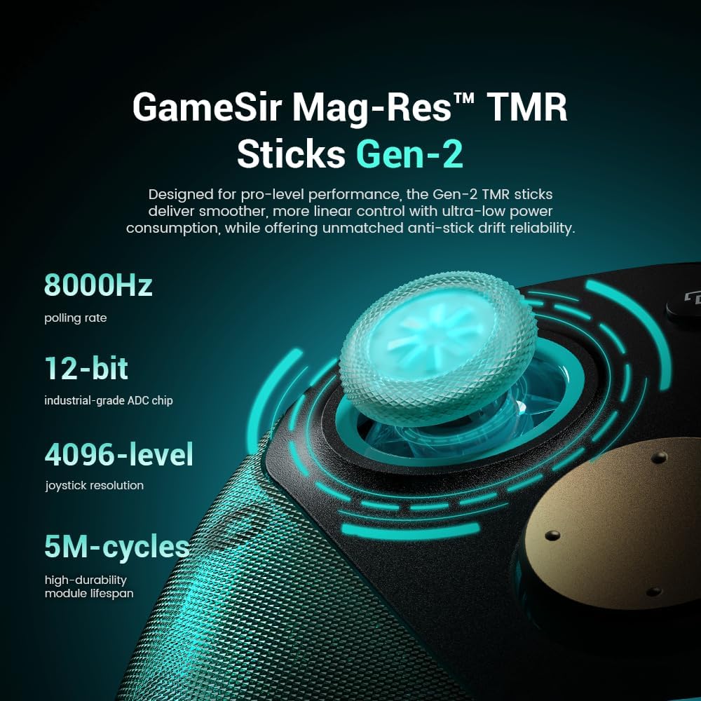 GameSir G7 Pro 8K PC Wireless Controller for Windows with TMR Joysticks, Dual-Mode Trigger Stops, Four Remappable Macro Buttons, 3.5mm Audio Support - Aimlabs Edition - الصورة 3