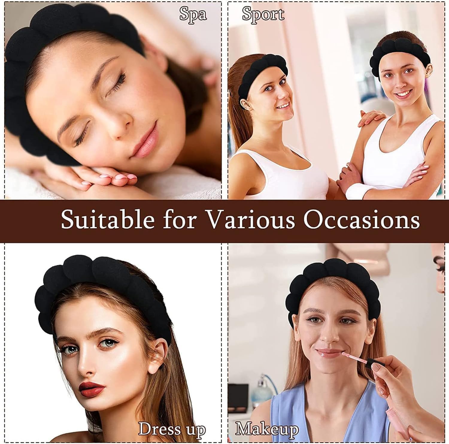 Joyzzz Spa Headband, Soft Microfiber Towel Material for Skincare, Washable Elastic Hair Wrap, Comfortable Absorbent Cosmetic Makeup Accessory for Daily Facial Routine, Women Girls Beauty Gift - الصورة 5