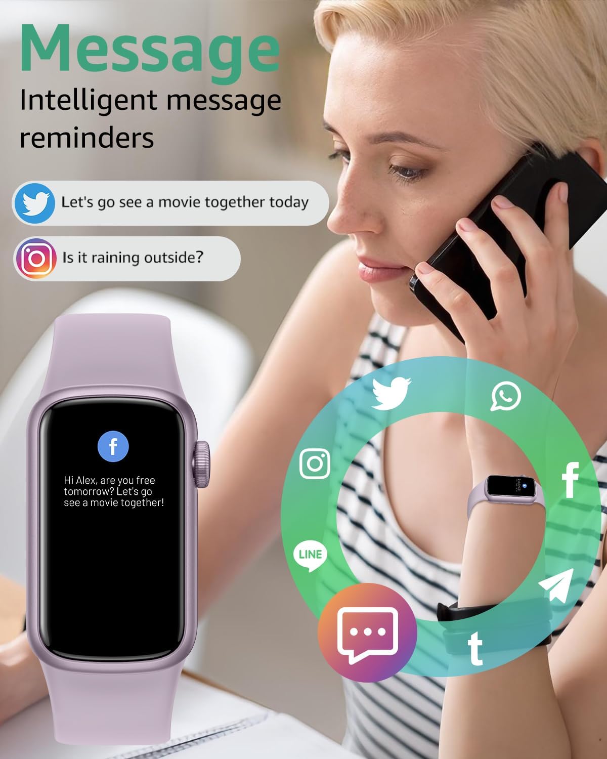 ساعة لياقة بدنية ذكية للرجال والنساء، بشاشة لمس تي اف تي 1.47 بوصة و137 وضع رياضي لتتبع النشاط، مع مراقبة معدل ضربات القلب والنوم وعد الخطوات، بتصنيف مقاومة ماء وغبار IP68 من IMFRCHCS، أرجواني - الصورة 4