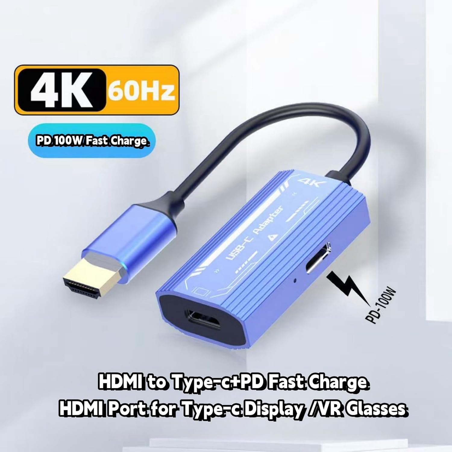 محول 4K HDMI الى USB-C، محول فيديو محمول للتوصيل والتشغيل لنظارات الواقع المعزز متوافق مع بلاي ستيشن 4 وبلاي ستيشن 5 واكس بوكس وسويتش واللابتوب والكمبيوتر ودعم UHD 60Hz - الصورة 2
