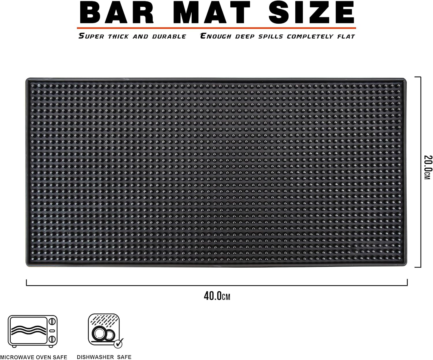 mibru coffee rubber service mat bar non slip dish glass drying mat flexible coasters leakproof for coffee shops restaurant kitchen counter top 40x20cm black ربلة تن - الصورة 3