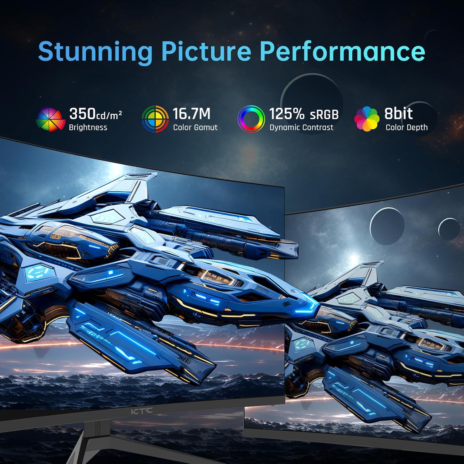 شاشة ألعاب منحنية 32 بوصة 240Hz 1500R 1080P 125% sRGB سرعة 1ms فري سينك وجي سينك HDR10 بمنافذ HDMI وDP وUSB فيسا وإمالة قابلة للتعديل مع مفتاح اكس بوكس وبلاي ستيشن 5 من كيه تي سي، - الصورة 4