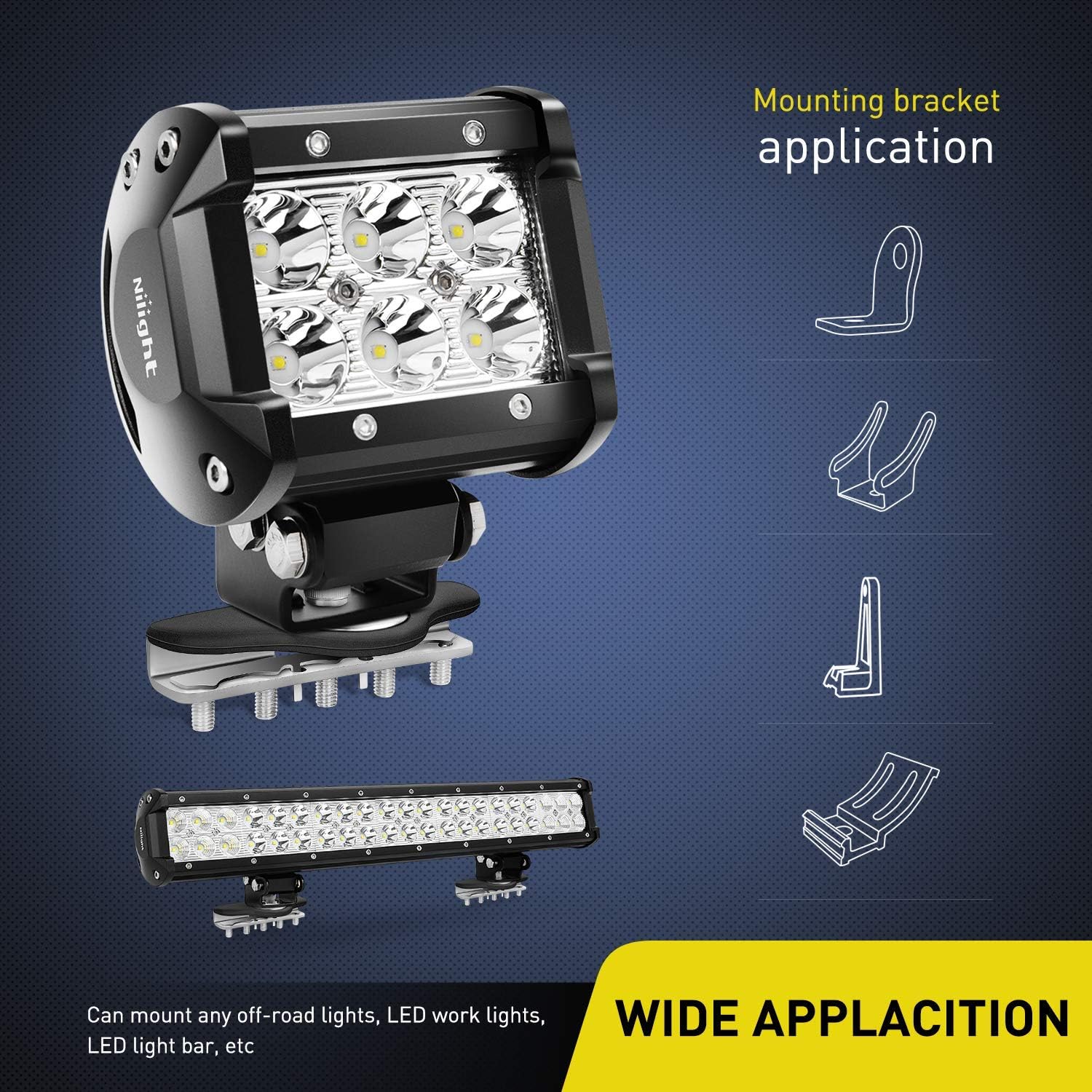 دعامات تثبيت قضيب اضاءة LED 90025B لغطاء حيز المحرك لجميع انواع السيارات من نايلايت مزودة بمشبك للتركيب بدون ثقب، مناسبة لسيارات الدفع الرباعي وشاحنات الطرق الوعرة، عبوة من 2 قطعة - الصورة 3