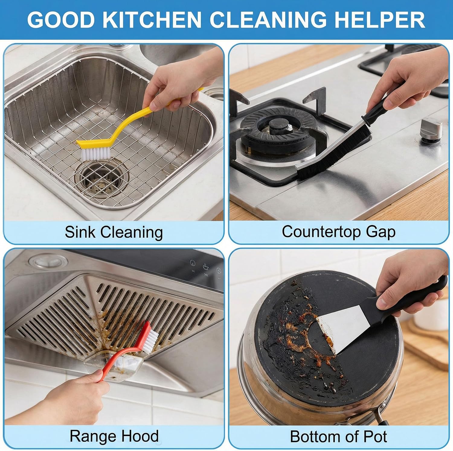 toolhouse 11pcs crevice cleaning brush set kitchen cleaning brushes hard bristle cleaning supplies for tight spaces bathroom floor tub shower tile sink cup teapot bottle blender - الصورة 7