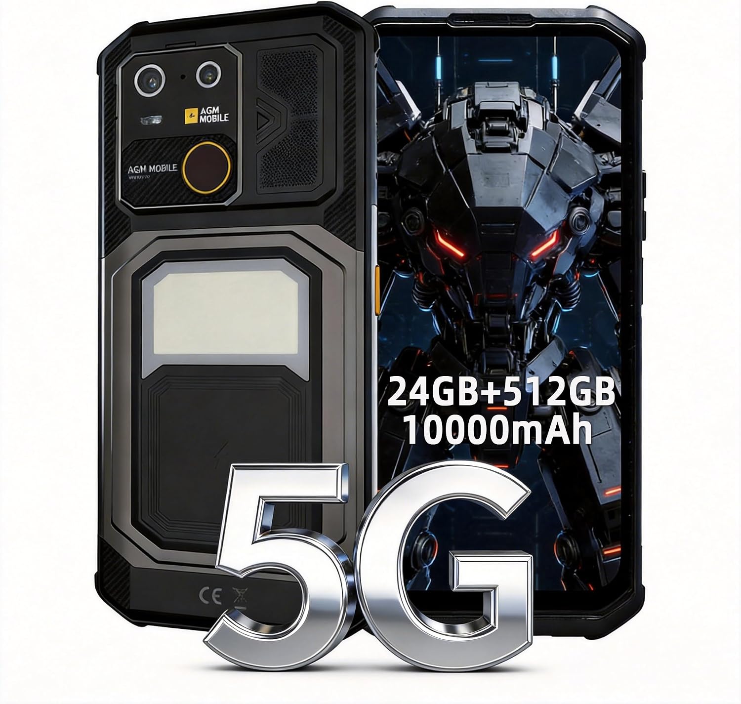 ايه جي ام جوال جي3 عسكري متين متين بدون شريحة اتصال، هاتف ذكي 5G ثنائي شرائح الاتصال اندرويد 15، شاشة 6.72 انش 120Hz FHD، شحن ثلاثي 10000mAh، ضوء للتخييم، ذاكرة RAM 12GB 512GB
