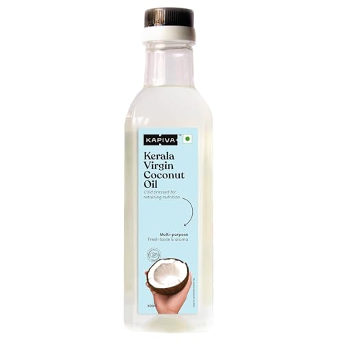 kapiva virgin cold pressed coconut oil 500ml 100 pure unrefined kerala sourced non gmo vegan cruelty free keto friendly cooking baking hair skin baby care oil pulling grade