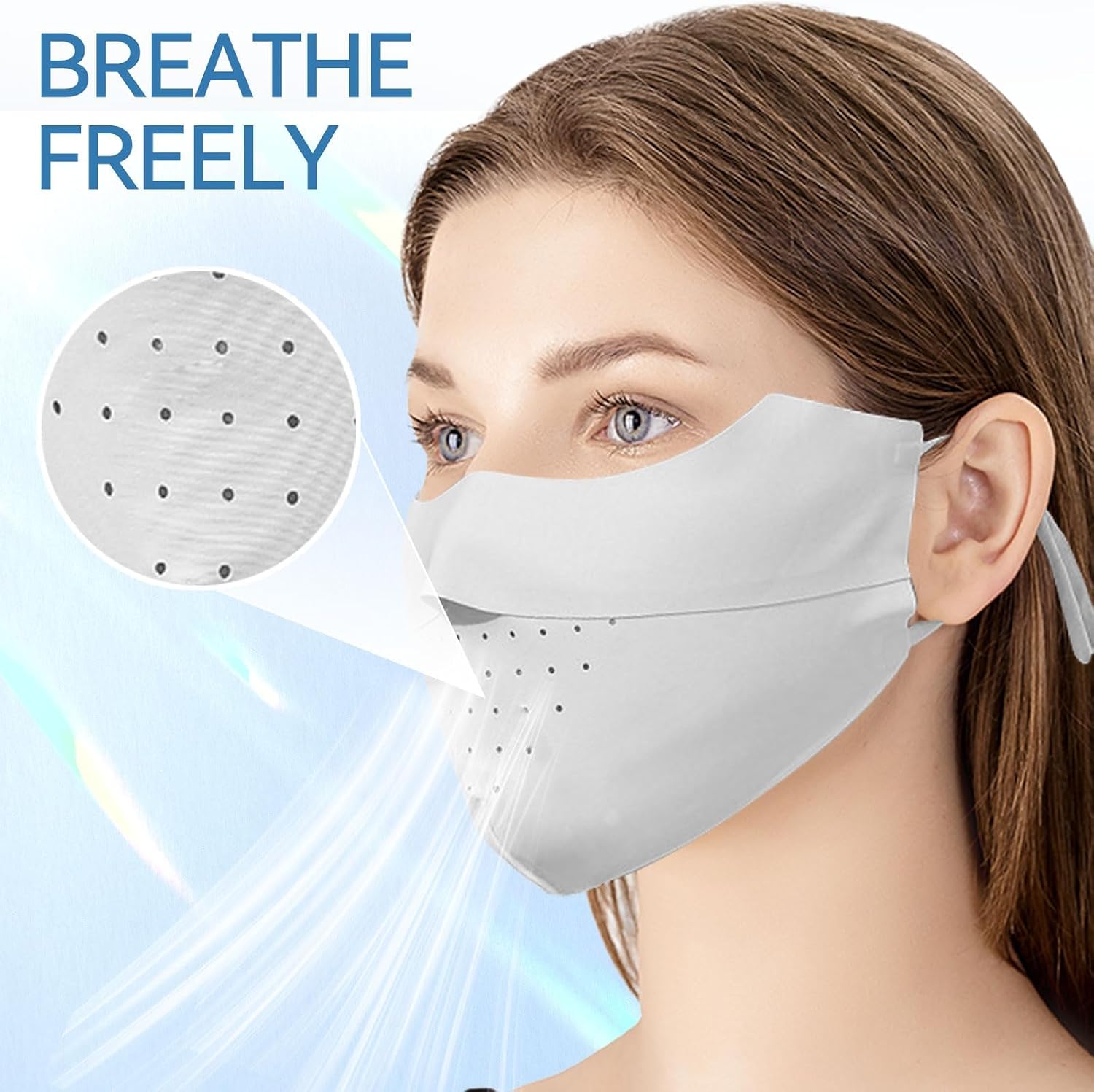 UV Face Mask, Sun Protection Face Cover UPF 50+, Ice Silk Washable Reusable Face Cover, Elastic Breathable Golf Sports Face Mask for Women - الصورة 3
