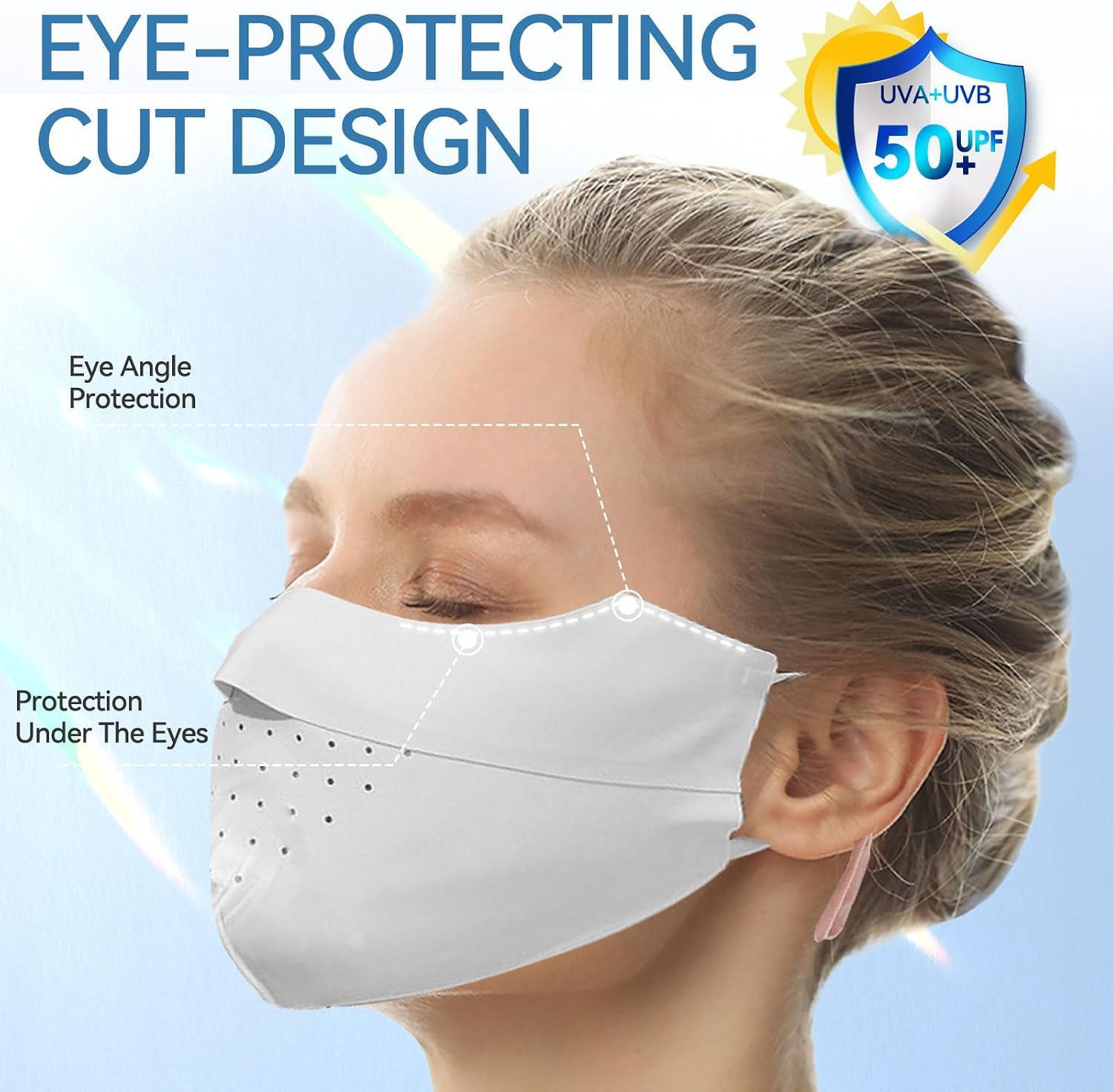 UV Face Mask, Sun Protection Face Cover UPF 50+, Ice Silk Washable Reusable Face Cover, Elastic Breathable Golf Sports Face Mask for Women - الصورة 4