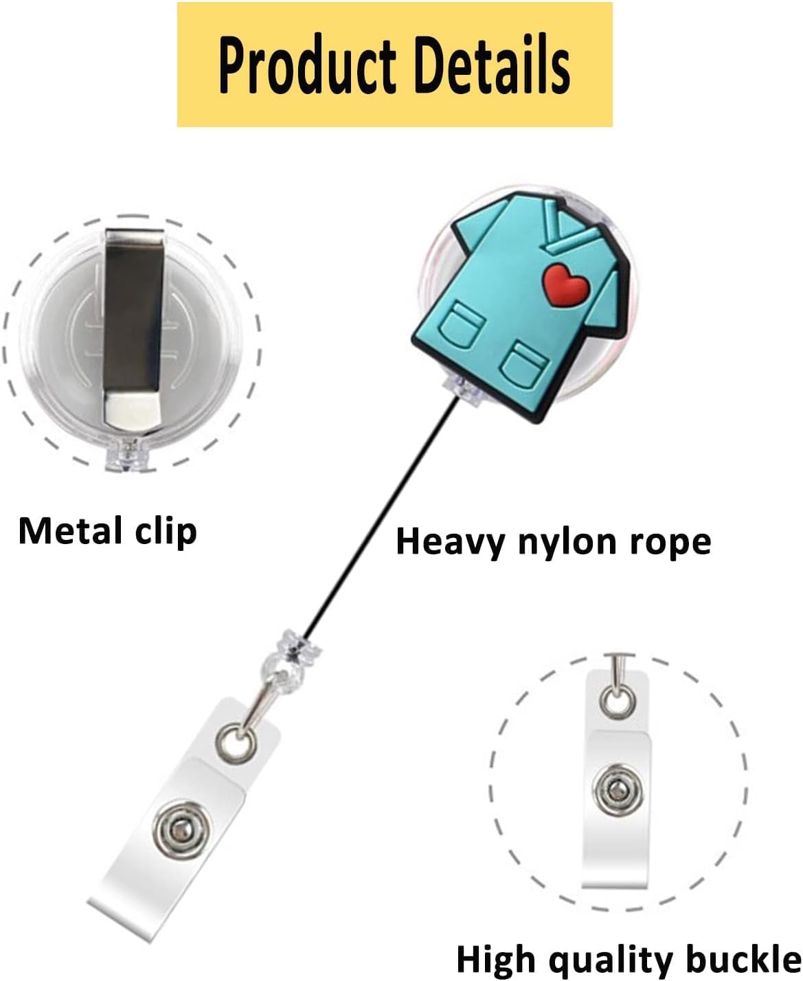 8 Pcs Nurse Badge Reels, Retractable Badge Holder, Felt Retractable Badge Reels, Nurse Themed Badge Holders for Nurses Doctor Medical Health Hospital Office Worker Gifts (Lovely Style) - الصورة 3