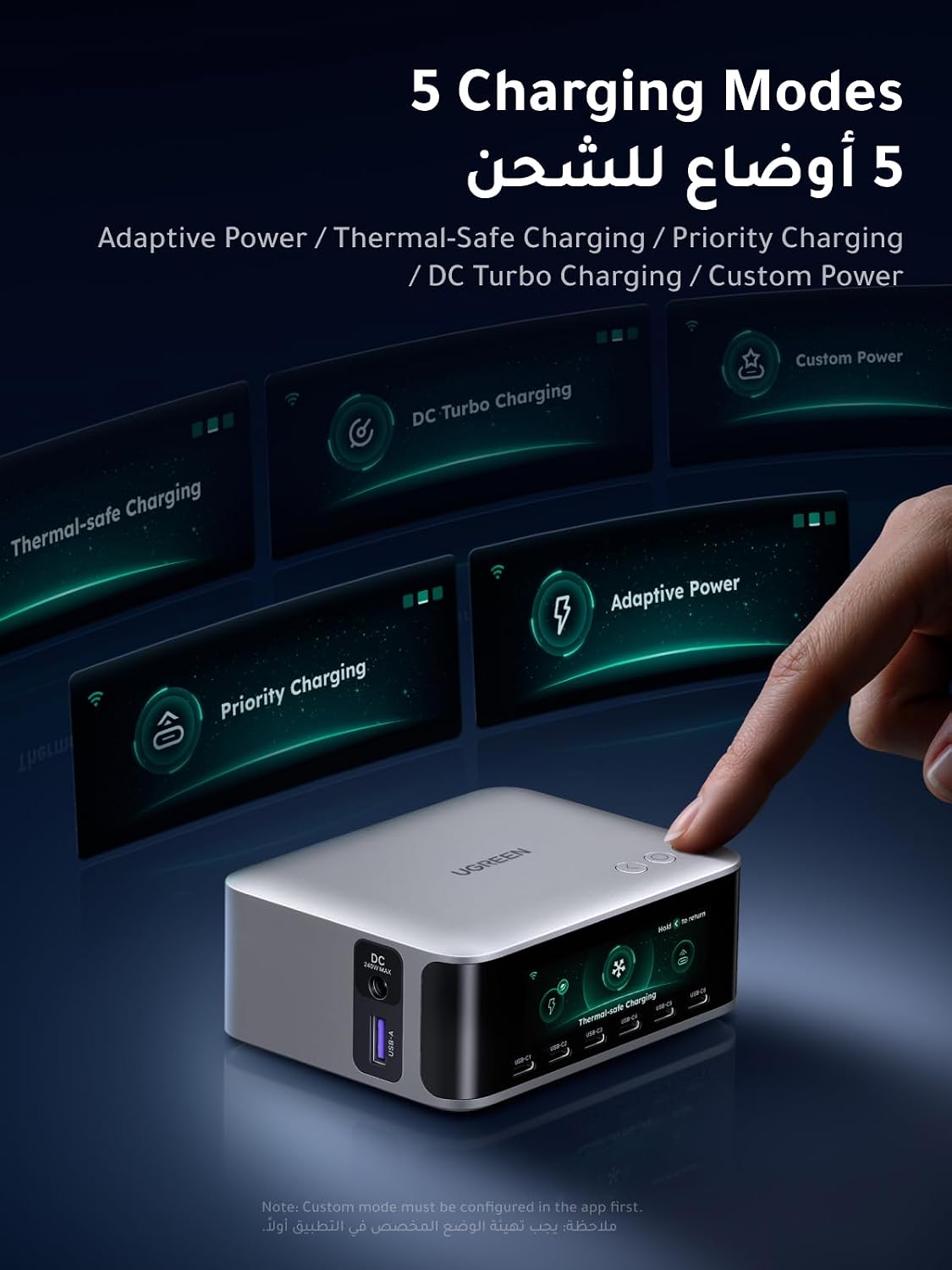شاحن من يوجرين بمنفذ USB تايب-C و DC متوافق عالمياً مع الهواتف الذكية 7 منافذ 300.0 واط مع شحن سريع وتقنية GaN وتحكم عبر التطبيق - الصورة 6
