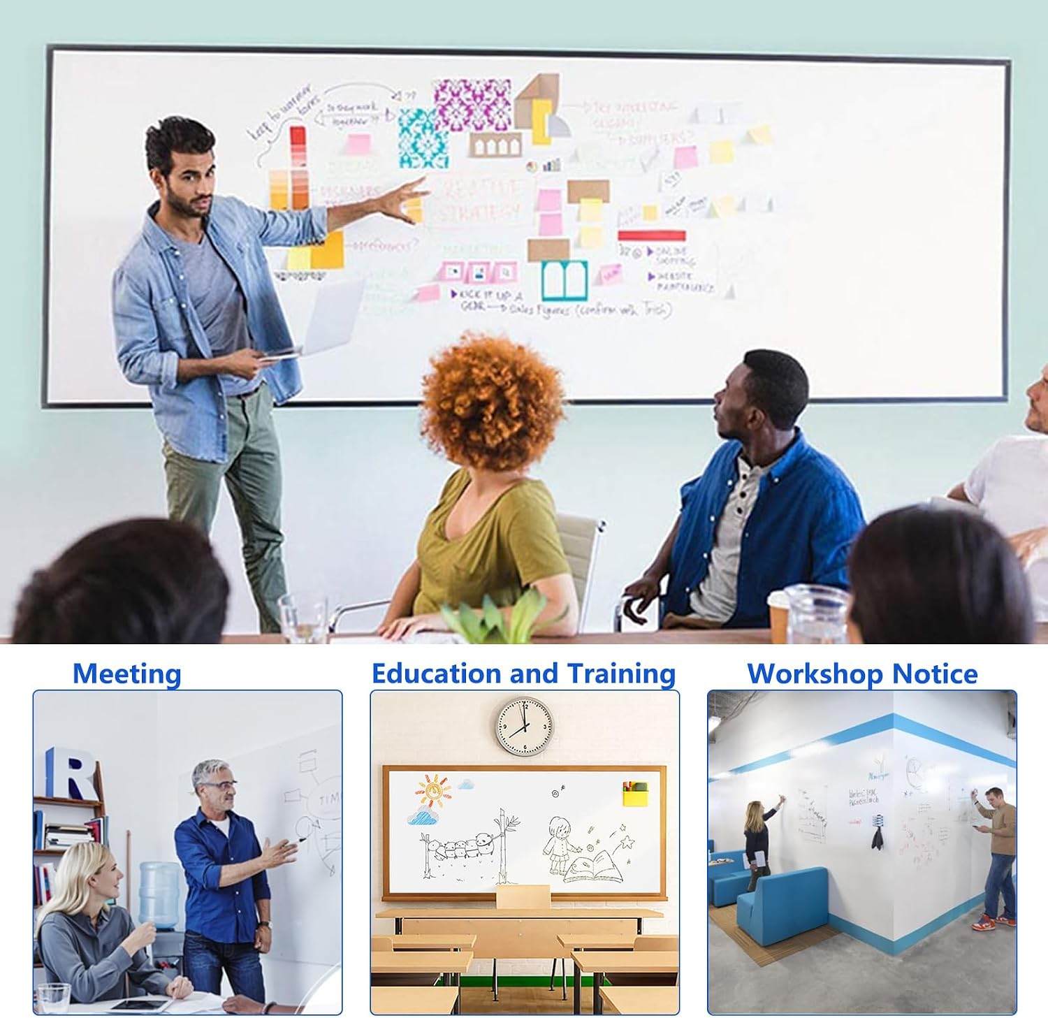 JUMUBOARD Self-Adhesive Magnetic Dry Erase Whiteboard Sticker, 100 × 50 cm - الصورة 6