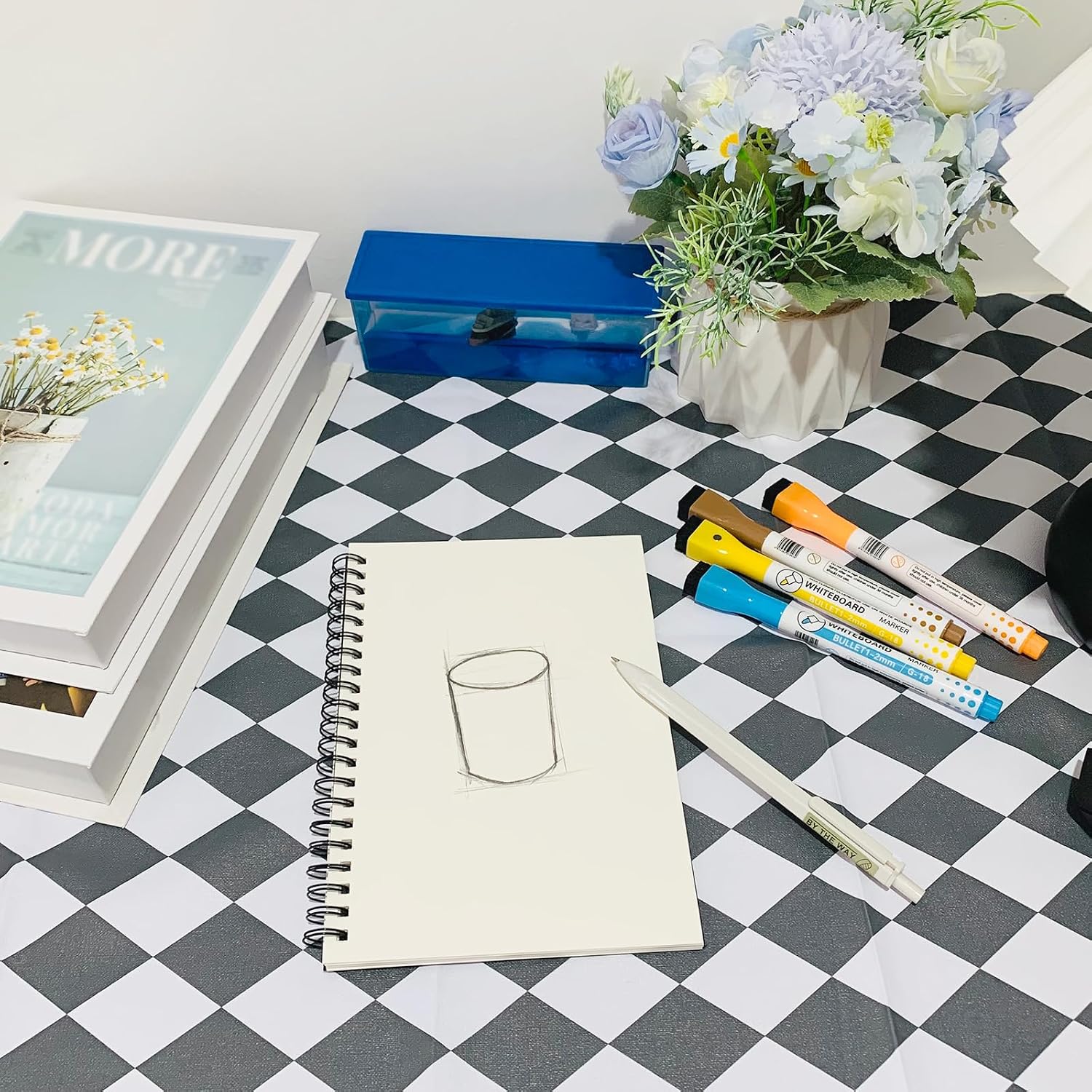 2 Pack Blank Spiral Notebook, A5 Unlined Notebooks, Soft Cover Kraft, Blank Sketchbook Pad for Painting, School Office Travel, 100 Pages/50 Sheets, 8.3x5.5 inch, 100GSM (Black) - الصورة 4